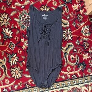 American Eagle Ribbed Lace-Up Body Suit